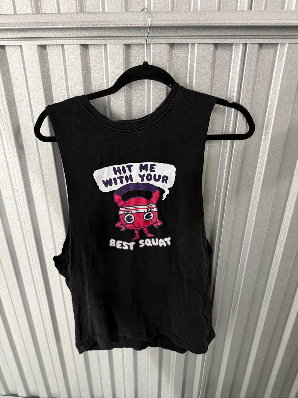 Black Graphic Muscle workout tank Top - Hit Me With Your Best Squat